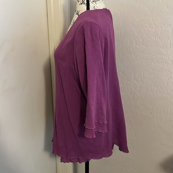 Soft Surroundings Boho Purple Ruffle Hem Tunic Top Casual Feminine Contemporary - Picture 2 of 11
